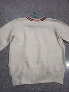Striped Trim V-Neck Sweater