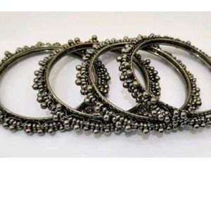 Silver Beaded Bangles