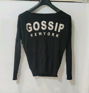 Black 'Gossip' Long Sleeve Top