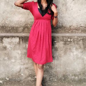 Imported Deep Neck Red Dress