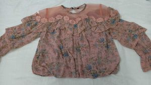Floral Ruffle Sheer Top