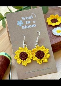 Crochet Rose and sunflower Earrings combo
