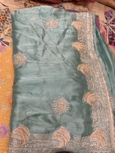 Elegant sea green saree for women