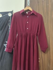 Maroon Shirt Dress