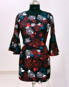 Floral Print Bell Sleeve Mini Dress