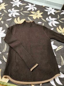 Brown Knit Turtleneck Sweater