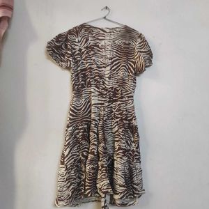 Brown Zebra Print Mini Dress