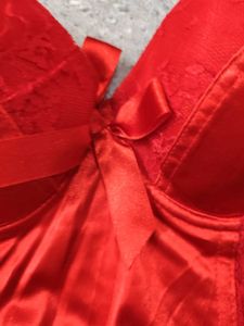 Red Valentine Lace And Bow Detail Corset Top
