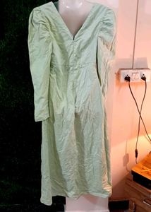 VTG Pistachio Gathered Ruched Dress