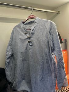 Stylish Blue Henley Shirt