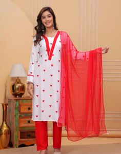 Red Heart Kurta Set