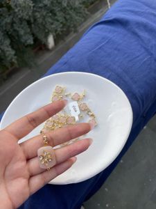 Cute Pink &amp; Gold Necklace Set