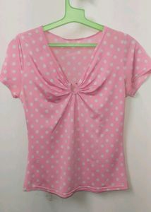 Curve Neck Silk Top💗🤍