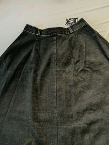 Denim umbrella cut Button-Front Skirt