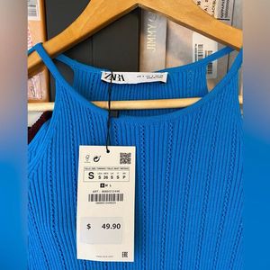 New Zara Cut Out Knit Electric Blue Midi