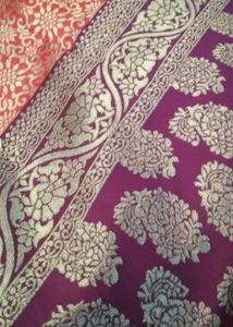 Pink &amp; Purple Border Banarasi Silk Saree