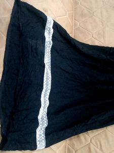 Black Embroidered Dress with Fringe Details