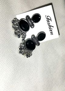 Boho Black Stone Drop Earrings