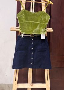 New Urbanic Green Top With Denim Skirt