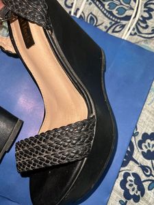 Black Braided Wedges