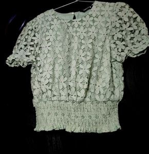 FabAlley Green lace pattern top