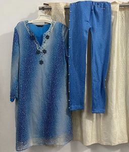 Stylish Blue Kurta with Pants Set
