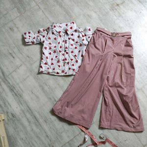 Girls' Heart Print shirt plazo