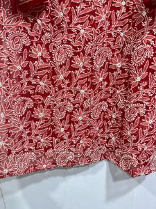 Red Chikankari Embroidered Kurta