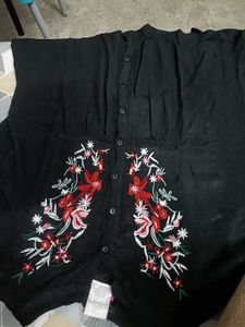 Embroidered Black Top