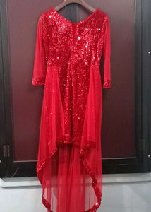 Red Sequin Ethnic Gown