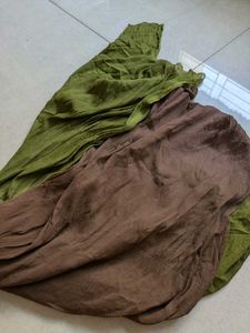 Mehendi Green And Brown Pure Cotton Suit
