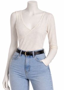 Ivory V-Neck Long Sleeve Top