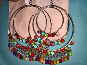 Colorful Rhinestone Hoop Earrings