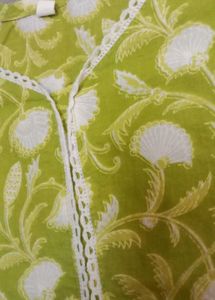 Lime Green Floral Kurta