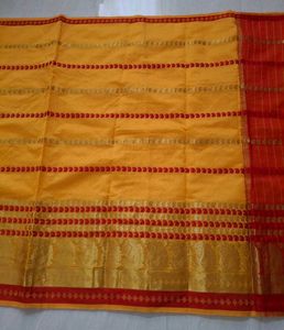 New Yellow Banarasi Saree with Red Border🌼