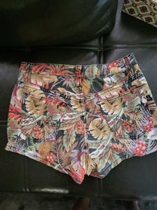 Printed Denim Shorts