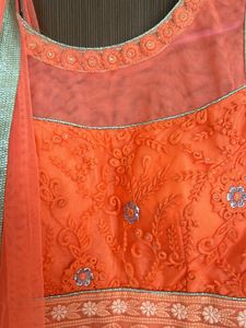 Set Of 3-Ethenic Anarkali Padded Gown,Dupatta,pant