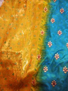 Beautiful Blue Golden Sari