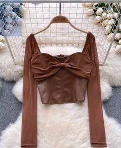 Brown Leather Bow Top