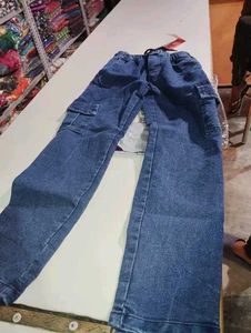 Stylish Blue Cargo Jeans minor damage