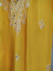 Lakhnawi ,mirror Work,yellow Kurti