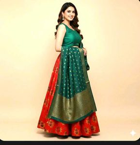 Red &amp; Green Indian Lehenga Set
