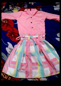 Combo Pack of 2 Dresses for Girls (Pink &amp; Blue, Ag