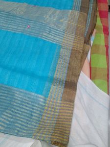 Cotton Organza Sky-blue Saree