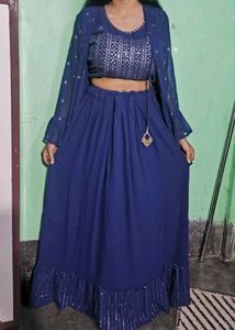 Elegant Navy Blue Ethnic Gown