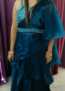 Elegant Teal Layered / Ruffle Lehnga Dress