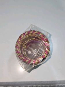 Pink &amp; Gold Embellished Bangles