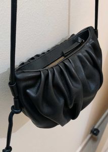 Black Gathered Crossbody Bag