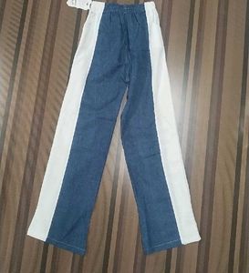 Blue & White Wide Leg Pants