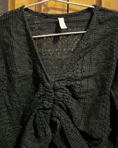 Black Cropped Lace Top